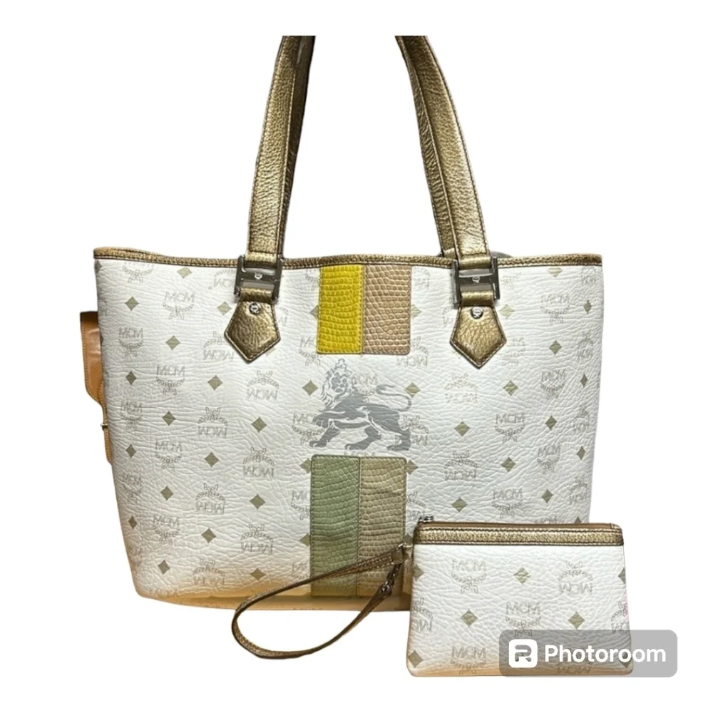🤍▪️MCM ▪️Visetos princess lion tote with pouch